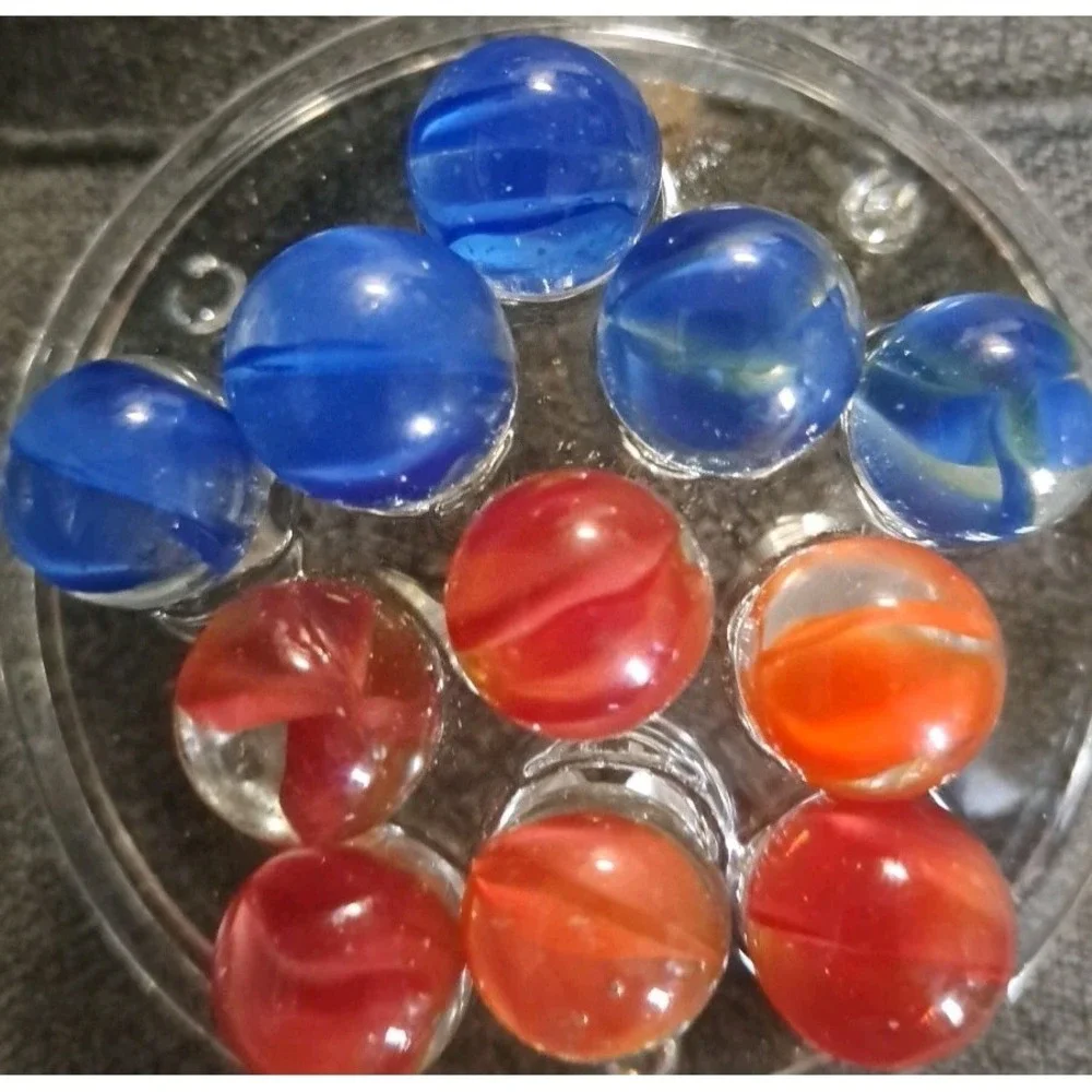 Lot Of 11 Estate Sale Marbles‎ Blues And Orange Cats Eyes